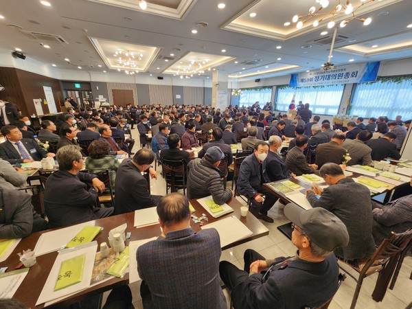 ▲한국농촌지도자중앙연합회는 지난달 27일 경기도 수원시 농민회관에서 제59회 정기대의원 총회를 열였다.